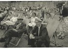 236  Outing to the seaside (is this part of the coach outing 1946 Pic 44?) Back row Man? Lady? Lady? Man? Lady? Lady? Dolly Massey   Front Row - Man? George Massey  - Pic from Peter Brownlee