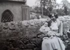 253  1957 From Wesley Cottage looking towards Wesleyan Reform Chapel - Marion Pearson holding 4 month old daughter Su Pearson - Pic from Dave Pearson (Su's brother)