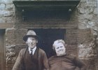 208  George Knowles - Born 1879 &#38; Louisa Knowles - nee Gould, born 1878. Photo in front of house opposite The Cross. Louisa was daughter of Luther Gould - born 1843, Town Crier &#38; Well Dresser in Wirksworth. George Knowles senior &#38; Miah Doxey possibly introduced Well Dressing to Bonsall. Photo c.1932
